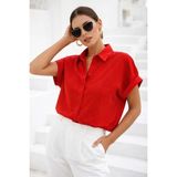 Rich Kadın Kırmızı Oversize Kısa Kollu Gömlek - XL