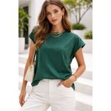 Rich Kadın Koyu Yeşil Pamuklu Duble Kol Detaylı Rahat Kalıp T-Shirt