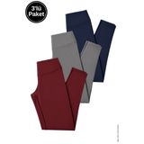 Rich Kadın Lacivert-Gri-Bordo Yüksek Bel Yumuşak Dokulu Toparlayıcı Premium Uzun Tayt