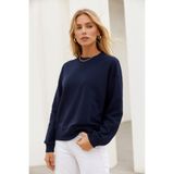 Rich Kadın Lacivert Pamuklu İnterlock Oversize Sweatshirt