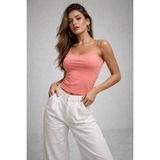 Rich Kadın Pembe Askılı Crop Atlet