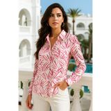Rich Kadın Pembe Saten Slim Fit Gömlek - Gizli Düğme Detaylı Trendy Gömlek