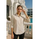 Rich Kadın Poplin Cep Detaylı Gömlek - Trend Düğmeli Slim Fit Gömlek