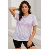 Rich Kadın Renkli Batik Desen Kısa Kollu Bisiklet Yaka T-Shirt