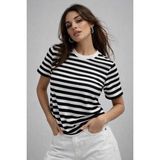 Rich Kadın Siyah Çizgili Yumuşak Dokulu Pamuklu Basic T-Shirt