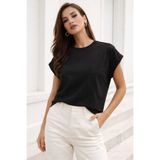 Rich Kadın Siyah Pamuklu Duble Kol Detaylı Rahat Kalıp T-Shirt
