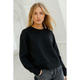 Rich Kadın Siyah Pamuklu İnterlock Oversize Sweatshirt