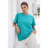 Rich Kadın Turkuaz Premium Modal Kumaş Oversize T-Shirt