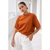Rich Kadın Turuncu Premium Modal Kumaş Oversize T-Shirt