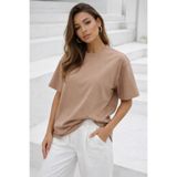 Rich Kadın Vizon Premium Modal Kumaş Oversize T-Shirt