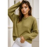 Rich Kadın Yeşil Oversize Bisiklet Yaka Triko Kazak - Standart
