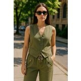 Rich Keten Takım - Haki Yelek & Pantolon İkili Kombin - Modern Fit Yazlık Şık Takım