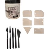 Rich Klasik Rölyef Pasta (350 gr ) + 6'lı Şekillendirme Tarağı ve 5 'li Plastik Spatula Seti Tam 12 Parça