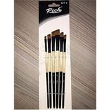 Rich Set-4 Yan Kesik Fırça Seti 6'lı Siyah Renkli Özel Tasarım Fırçalar