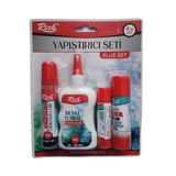 Rich Yapıştırıcı Seti 4'lü, Sıvı Yapıştırıcı ve Beyaz Tutkal | Solvent İçermez, PVA / Toksik Değil, Yıkanabilir, 30gr + 60gr + 21gr, Okul ve Ofis