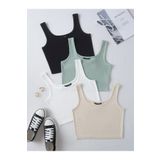 Richarlison Kadın Siyah Beyaz Bej Yeşil 4'Lü Paket Fitilli Askılı Crop Top Bluz
