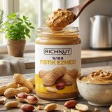 Richnut %100 Fıstık Ezmesi 300 gr Palm Yağı ve Şeker Katkısı Olmadan Sağlıklı Beslenme İçin