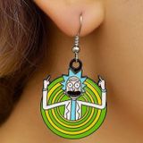 Rick and Morty Şekilli Mineli Kadın Küpe Çift Adet El Yapımı Küpe