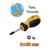 Rico Mıknatıslı Yıldız Uçlu Topaç Tornavida 6X38 mm Vida Sıkma Sökme Vidalama El Tornavidası 10 cm 1 Adet