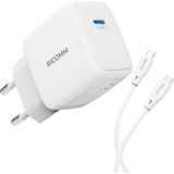 Ricomm 33W Gan Usb-C Şarj Aleti Pps Pd & iPad & Android & & Xiaomi Uyumlu Hızlı Şarj Cihazı + 2 Metre Type-C 60W Şarj Kablosu - Beyaz