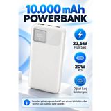 Ridata Samsung Galaxy Tab A11+ Plus Uyumlu 10.000 Mah Powerbank 22,5W Hızlı Şarj 20W Pd Dijital Göstergeli - Beyaz