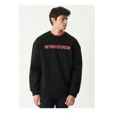 Riders By Lee L222665-001 Bisiklet Yaka Oversize Siyah Erkek Sweatshirt