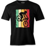 Riding Bicycle Colorful Background Siyah Erkek Tshirt