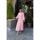 Riella Butik Eliz Fiyonk Detaylı Yazlık Tesettür Elbise - Pembe - 36