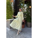 Riella Butik Eliz Fiyonk Detaylı Yazlık Tesettür Elbise - Yeşil - 38