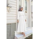 Riella Butik Larissa Tesettür Elbise - Beyaz - 38