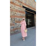 Riella Butik Sevoli Puantiyeli Tesettür Elbise - Pembe - 38