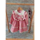 Rigel Kids Pudra Rengi,vintage Kız Çocuk Elbise - 3 - 4 Yaş - Açık Pudra