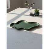 Rigello Home Green Cirrus Asimetrik Dekoratif Tabak, Beton Tabak, 29X16 cm