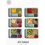 Righton 6'lı Bölmeli Tablot Yemek Tabağı Seti - 31X21 cm - Bpa Free 5 Bölmeli Çocuk ve Kahvaltı Tabağı