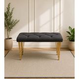 Rihan Mobilya 90CM Yeni Nesil Metal Gold Ayaklı Çok Amaçlı Puf Bench - Koyu Antrasit