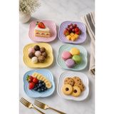 Riki 6 Adet Renkli Pasta Tabağı 18 Cm Japon Örgü Tasarım Mikrodalgada Kullanılabilir