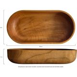 Rikkat Ahşap Bade Oval Ceviz Kase - Doğal Ahşap Çerezlik ve Salata Kasesi - Ceviz - Ahşap - 26 cm (Büyük Boy)