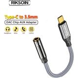 Riksoin Type-C To 3.5mm Jack Aux Dac Çip+Hi-Fi Ses Teknolojisi Ce Lisanslı Kulaklık Çevirici Dönüştürücü Hasır Örgülü Sağlam Orjinal