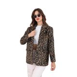 RİMA Kadın Kaşe Ceket Leopar desenli L