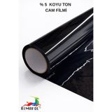 RİMAFOL %5 Koyu Ton Siyah Ev-Ofis-Balkon -Araba Cam Filmi 60 CM X 6 METRE
