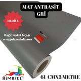 Rimafol Mat Antrasit Gri Yapışkanlı Folyo Mutfak Dolap ve Mobilya Kaplama Folyosu 61CMX3METRE - 61 x 300 cm - Mat Antrasit - Gri