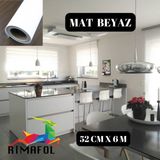 Rimafol Mat Beyaz Mobilya Dolap Tezgah Kaplama Folyosu 52CMX6M - 52 x 600 cm