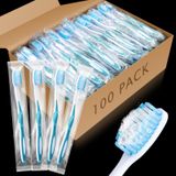 RimCereal 100 adet önceden yapıştırılmış tek kullanımlık diş fırçaları ayrı ayrı sarılmış önceden yapıştırılmış yumuşak kıl diş fırçası seyahat diş fırçası seyahat diş fırçası seyahat kamp misafir