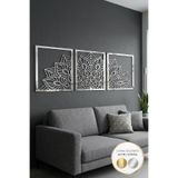 Rime Tasarım Aynalı Mandala Motifli 3 Parçalı Duvar Süsü - Salon ve Oturma Odası Dekoratif Tablo
