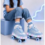 Rimex Çocuk Patenli Ayakkabı Işıklı 4 Teker Kaykay Sneaker Rahat Garantili Üst Kalite Dayanıklı Ayakkabı 2620 - Mavi - 31