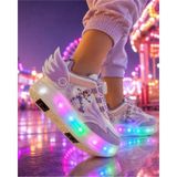 Rimex Kız Çocuk 4 Tekerlekli LED Işıklı Patenli Ayakkabı | Boa Döner Bağcık | Kanatlı Roller Sneaker | Max Ağırlık 60 Kg/ Kanatlı - Bebek Mavisi - 29 - 37