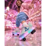 Rimex Kız Çocuk 4 Tekerlekli LED Işıklı Patenli Ayakkabı | Boa Döner Bağcık | Kanatlı Roller Sneaker | Max Ağırlık 60 Kg/ Kanatlı - Lila - 29 - 37