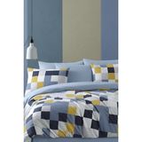 Rimo Home Çift Kişilik Nevresim Takımı Çarşafı Lastikli - Mavi - Beyaz - 200 x 220 cm