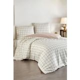 Rimo Home LASTİKLİ ÇARŞAFLI NEVRESİM TAKIMI ÇİFT KİŞİLİK KAHVE KARELİ