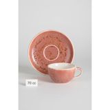 Rinart 6'lı Liza Espresso Fincanı 70 cc + Fincan Tabağı Giorgiana Lisa Shape Rosa – Şık ve Modern Porselen Kahve Takımı - Krem - 100 ml